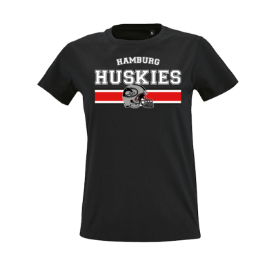 Frauen-T-Shirt Huskies Helm, schwarz
